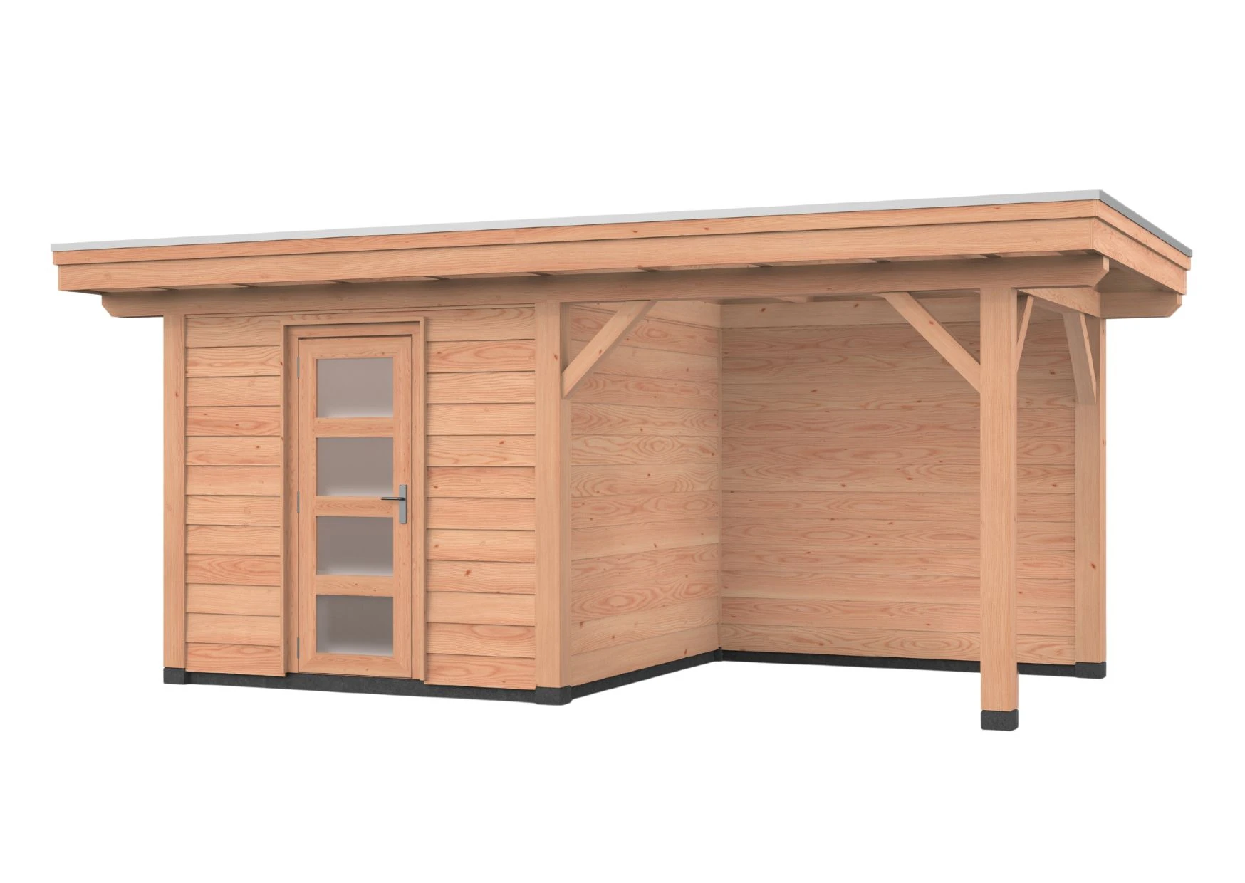 Douglas overkapping, 600 x 300, met schuur en achterwand, Westwood Vrijbuiter - Afbeelding 1